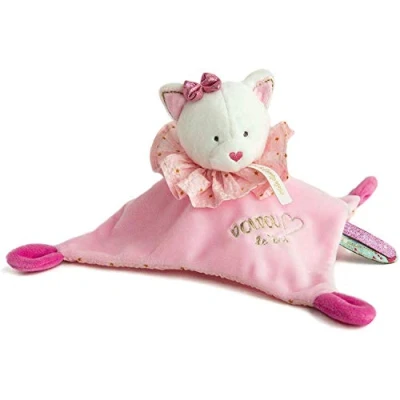 Afbeelding van Doudou et Compagnie DCDC3538 knuffelkat, plat, vierkant, 20 cm, roze, dromenvanger