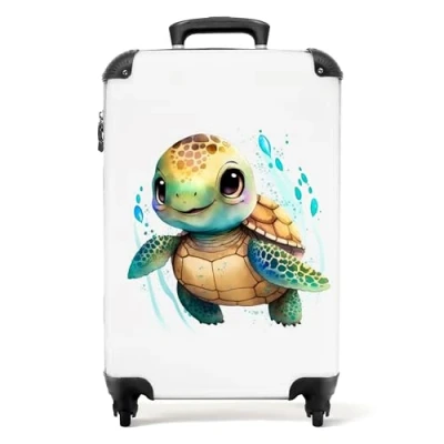 Afbeelding van NoBoringSuitcases.com® Kindertrolley schildpad Koffer kinderen Reiskoffer kind 55x35x25