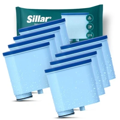 Image de Sillar 8x Filtre à Eau CLEANI pour les Machines Café Saeco et Philips Compatible avec AquaClean CA6903/10 CA6903/22 Anticalcaire, Cartouche Filtrante Machine