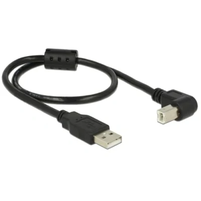 Afbeelding van USB A naar B haaks (beneden) kabel USB2.0 tot 2A / zwart 1,5 meter