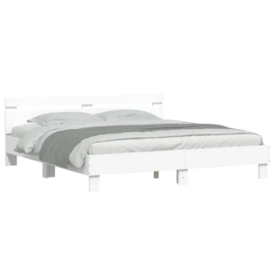 Image de vidaXL Cadre de lit avec tête blanc 200x200cm bois d&#039;ingénierie