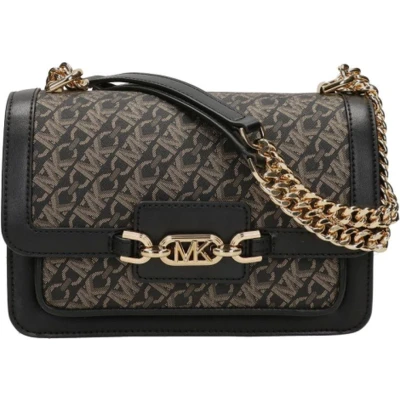 Afbeelding van Michael Kors Heather LG Shldr blk/palegold Damestas