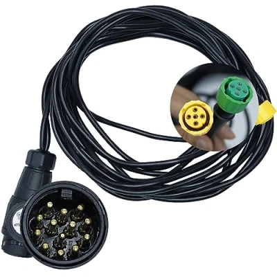 Afbeelding van CCLIFE Kabel voor aanhanger, kabelset, 5 meter, 13 polige stekker, kabelboom met bajonetaansluiting, verlichting achteraan