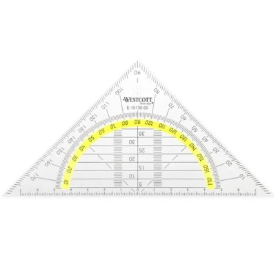 Image de Westcott Géodésiques 14 cm transparentes en plastique avec graduation jaune Échelle technique &amp; rapporteur pour l&#039;école, l&#039;université ou le bureau E 10130 00