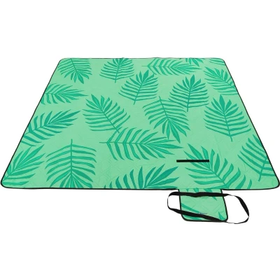 Afbeelding van SONGMICS picknickdeken, 300 x 200 cm, Grote Mat, voor Camping, Park, Tuin, Strand, Waterafstotend, Machinewasbaar, Opvouwbaar, Varenmotief en groen GCM083C02