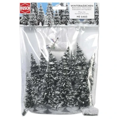 Image de BUSCH ENVIRONNEMENT BUE6465 MODÉLISME FERROVIAIRE GARNITURE HIVERNALE SAPINS