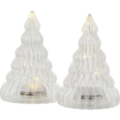 Afbeelding van Sirius Lucy Tree Kerstboom Ornament Met LED Verlichting 9 Cm Set Van 2 Transparant