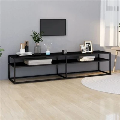 Afbeelding van Tv meubel 180x40x40,5 cm gehard glas zwart
