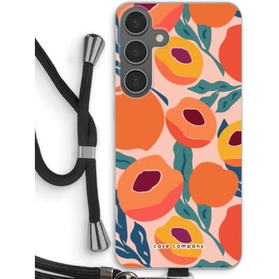 Afbeelding van Case Company® hoesje met Koord geschikt voor Samsung Galaxy S24 Plus Perzik Telefoonhoesje Zwart Bescherming aan alle Kanten en Over de Schermrand