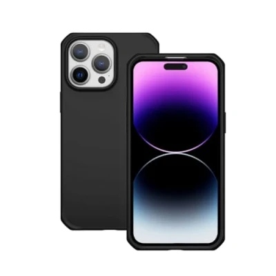 Afbeelding van MOBILIS by ITSkins Beschermhoes voor iPhone 15 en 14, versterkte bescherming, schokbestendig, antimicrobieel, gerecycled hoesje, mat zwart, spectrum