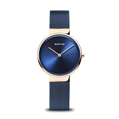 Afbeelding van BERING 14531 XXX Classic Collection Quartz dameshorloge met roestvrij staal en saffierglas, Blauw/Rose Goud, ca