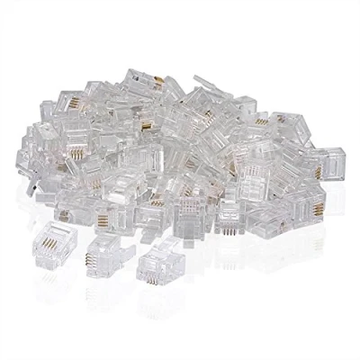 Afbeelding van Sienoc RJ11 6P4C connectoren voor modulaire telefoon, 100 stuks