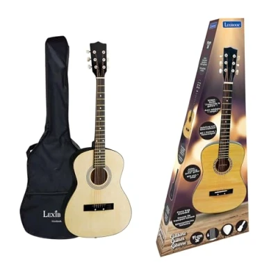 Image de Lexibook, Guitare acoustique en bois, 91 cm, Guide d&#039;apprentissage inclus, 6 cordes nylon, Housse de transport incluse, Bois/Noir, K2200