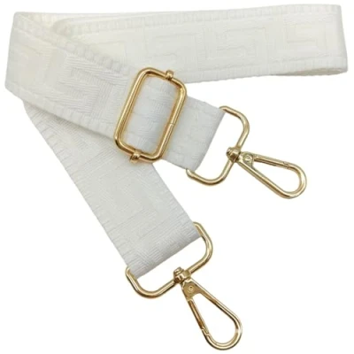 Afbeelding van Bandoulière réglable colorée pour sacs femme blanc 80 130 cm sangle de sac avec or mousqueton, durable à bandoulière, guitare, modernes accessoires, 3,8 cm, 1313