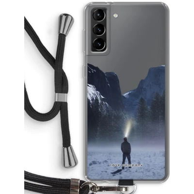 Afbeelding van hoesje met Koord geschikt voor Samsung Galaxy S21 Plus Wanderlust Telefoonhoesje Zwart Bescherming aan alle Kanten en Over de Schermrand