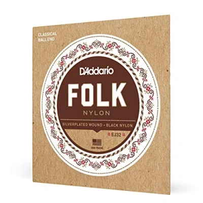 Afbeelding van D&#039;Addario EJ32 Folk Nylon Ball End Black Trebles Silver Basses