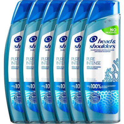 Afbeelding van 6x Head &amp; Shoulders Pure Intense Hoofdhuid Detox Anti Roos Shampoo 250 ml