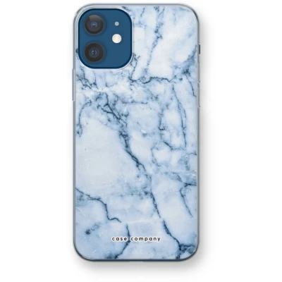 Afbeelding van Case Company® hoesje geschikt voor iPhone 12 Blauw marmer Soft Cover Telefoonhoesje Bescherming aan alle Kanten en Schermrand