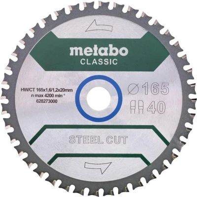 Afbeelding van Metabo STEEL CUT CLASSIC 628651000 Cirkelzaagblad 165 x 20 1.2 mm Aantal tanden: 40 1 stuk(s)