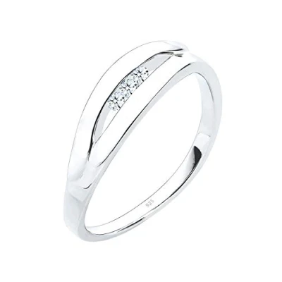 Afbeelding van Elli PREMIUM Dames Ring Klassiek Trio Diamant (0.09 ct.) in 925 Sterling Zilver