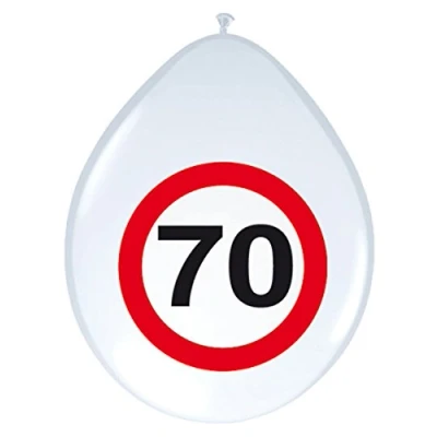 Afbeelding van Ballonnen 70 jaar Verkeersbord 30cm 8 stuks