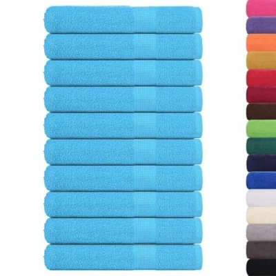 Afbeelding van vidaXL Saunahanddoeken 10 st 80x200 cm 360 g/m² 100% katoen turquoise