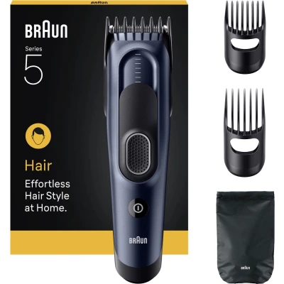 Afbeelding van Braun Haartrimmer Tondeuse Series 5 HC5550 + 4 Tools Levenslang Scherp Scheerblad 17 Lengtes Blauw