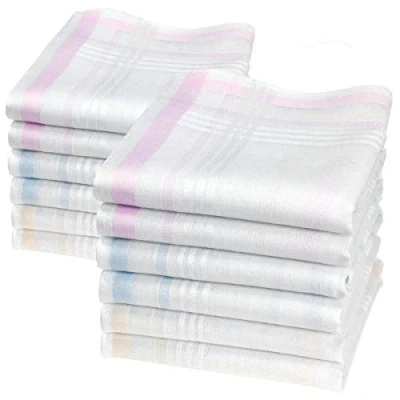 Afbeelding van Merrysquare Klassieke zakdoeken voor dames model Louise klein formaat 29 cm 6 of 12 stuks 100% katoen, meerkleurig, 28 cm, Meerkleurig