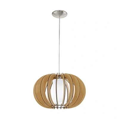 Afbeelding van EGLO Stellato 1 Hanglamp Lichts Ø400mm. Nikkel Mat Ahorn, Wit