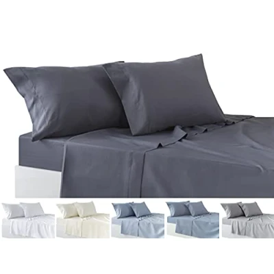 Afbeelding van Todocama Underzy 4 delige beddengoedset met verstelbaar hoeslaken en 2 kussenslopen 50 x 80 cm (bed 90 190/200 cm, donkergrijs)