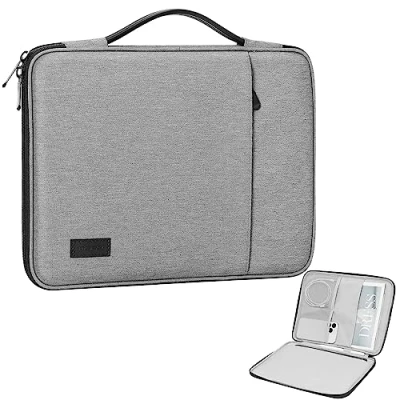 Afbeelding van MoKo 9 11 inch tablethoes, geschikt voor nieuwe iPad Air/Pro 2024, Air 5/4e 10,9, 10e Pro inch, beschermende polyester tas met dubbele tas, zwart en grijs