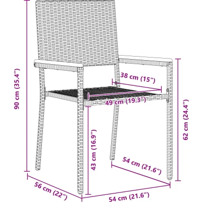 Afbeelding van vidaXL Stapelbare Tuinstoelen met Kussens 2 stuks Beige Poly Rattan
