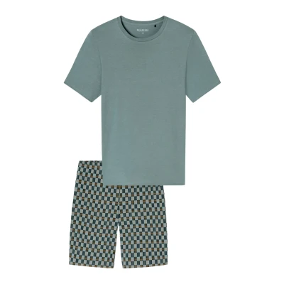 Afbeelding van Schiesser Rundhals Essentials Pyjama, Heren, Maat: 50, Mineral