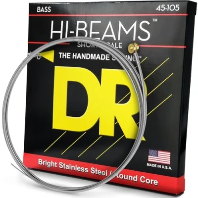 Image de DR SMR 45 Hi Beam Stainless Steel, jeu guitare basse, Medium 105 Short Scale