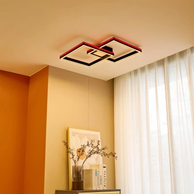 Afbeelding van Lucande Slimme plafondlamp met dimmer CCT 2lichts Metaal, kunststof H: 8.5 cm zwart, wit Inclusief lichtbronnen