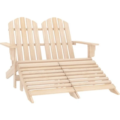 Afbeelding van Tuinstoel 2 Zits Adirondack Met Voetenbank Vurenhout Groen 1 / Lichtbruin