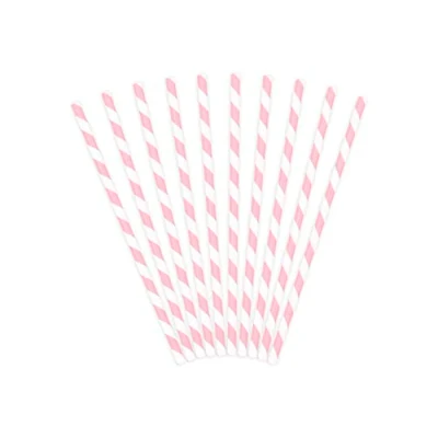 Afbeelding van Partydeco Rietjes Stripes Wit/Roze (10 stuks)