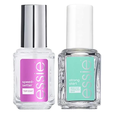 Afbeelding van Essie Basislak met uithardende coating Strong Start transparante biotine + toplaag, sneldrogend, glanzende afwerking, kleur