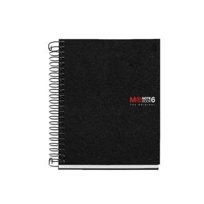 Afbeelding van Miquelrius Notitieboek A6 Notebook The Original, 6 kleurstrepen, ondoorzichtig polypropyleen omslag, afmetingen 105 x 148 mm, zonder boren, 150 vellen à 70 g/m², 5 mm geruit, kleur zwart