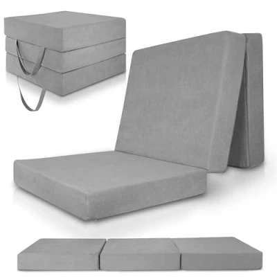 Afbeelding van Beautissu VS95 Premium Opvouwbaar Matras L 80x200cm inkl. Hoes Extra Dik 14 cm Traagschuim Vouwmatras H3 Wasbar Eenvoudig Transport Grijs