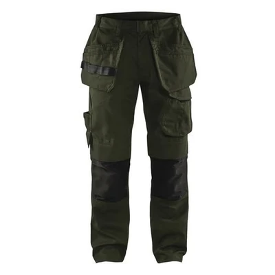 Image de Pantalon services stretch avec poches flottantes vert olive/noir