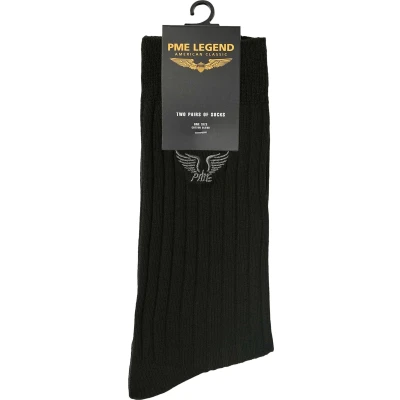 Afbeelding van PME Legend Rib socks 2 pack Black sokken One size