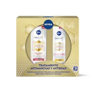 Afbeelding van NIVEA Cellular LUMINOUS 630 anti aging verpakking, cadeauset met gezichtsserum (1 x 30 ml) en FP50 dagcrème 40 voor een gelijkmatige stralende huid