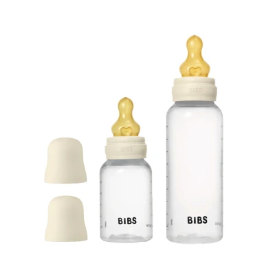 Afbeelding van BIBS Fles Latex Round Grow/Flow Ivory 150ml/270ml Set