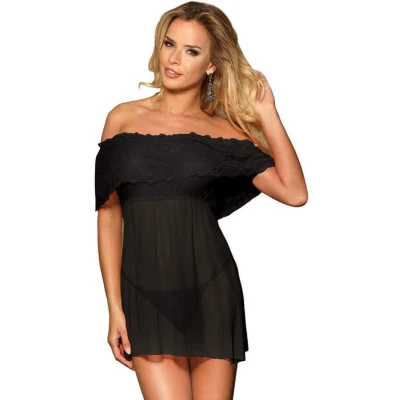 Afbeelding van SUBBLIME SHORT DRESS + THONG BLACK L/XL Lingerie Set for Woman Setjes