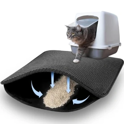 Afbeelding van kattenbakmat, 46 x 60 cm, honingraatdesign, waterdicht, dubbele mat, kattenbakmat