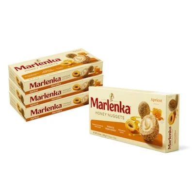 Image de Marlenka Boules de miel 3 + 1 paquet pépites d&#039;abricot pâtisserie avec abricot 4 x 10 balles 235 g bonbons en gros paquets Les ont un goût similaire au gâteau