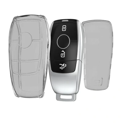 Afbeelding van kwmobile Autosleutel hoesje geschikt voor Mercedes Benz Smart Key (alleen Keyless) behuizing van TPU transparant in zwart /