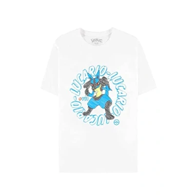 Afbeelding van Pokémon Lucario Heren T shirt XL Wit