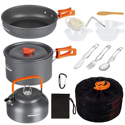Afbeelding van camping waterkoker ketel theepot koffiepot kookgerei set outdoor kookpan grillservies picknick pan draagbare aluminium FDA goedgekeurd voor wandelen